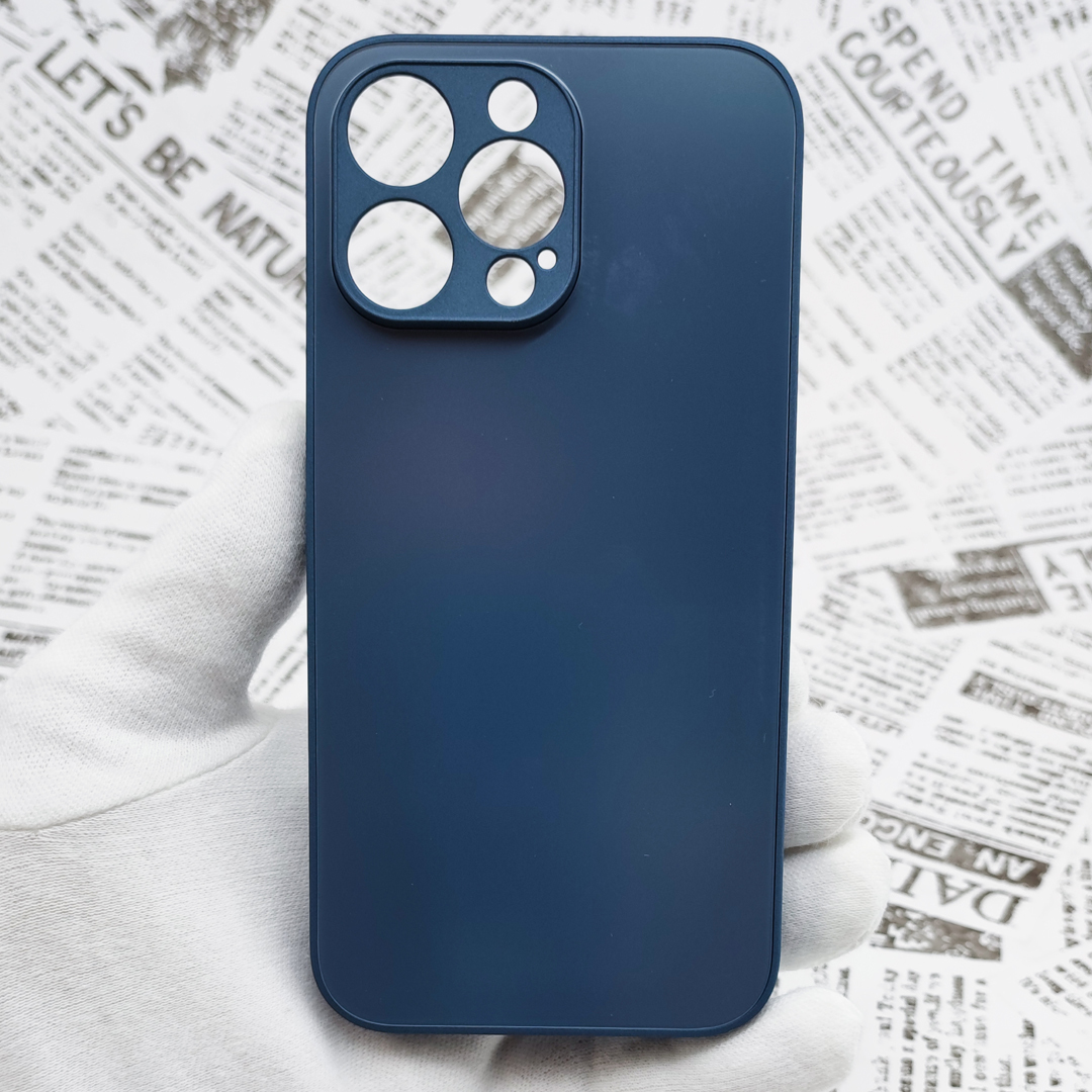 iPhone 14ProMax ガラス背面シリコンケース [27]ブルー (5)_画像2