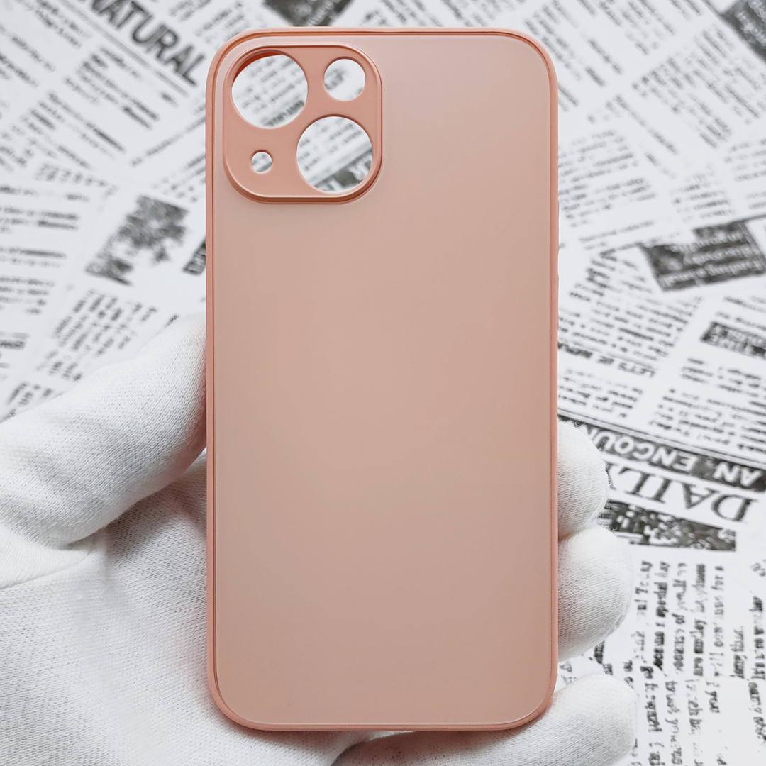 iPhone 13mini ガラス背面シリコンケース [29]ピンク (1)