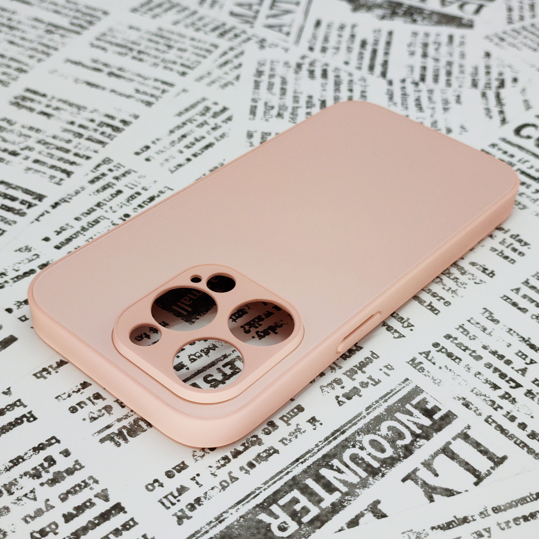 iPhone 14Pro ガラス背面シリコンケース [29]ピンク (2)