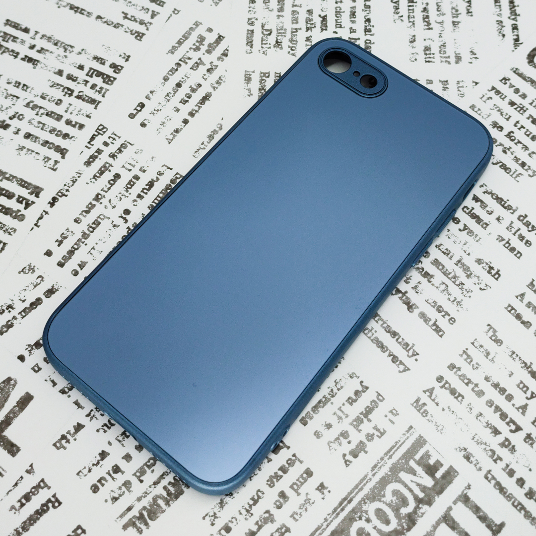iPhone 7/8/SE ガラス背面シリコンケース [27]ブルー (2)