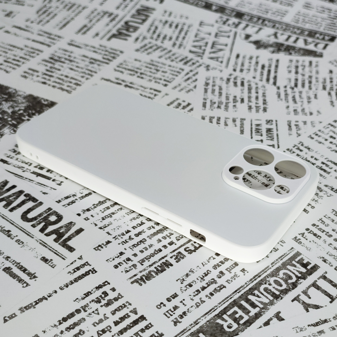 iPhone 14ProMax ガラス背面シリコンケース [24]ホワイト (3)