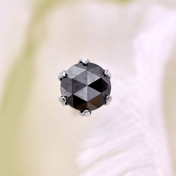 【新品・未使用】1円～最落無 天然ブラックダイヤモンド 計0.34ct,プラチナ シャープな輝き ローズカット ブラックダイヤ スタッドピアス