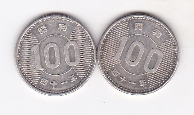 ☆☆☆稲100円銀貨 昭和41年 2枚★_画像1