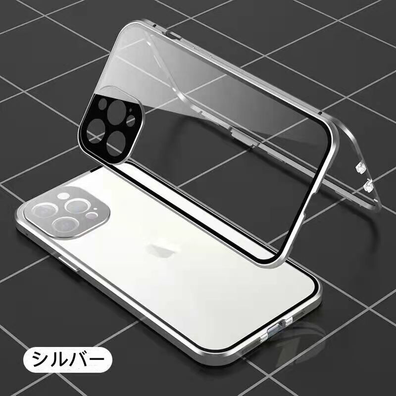 ダブルロック付き+前後強化ガラス+レンズカバー一体型 iPhone11 12 13 14 15 Pro max mini Plus ケース アルミ合金 耐衝撃 保護 アイフォンの画像8