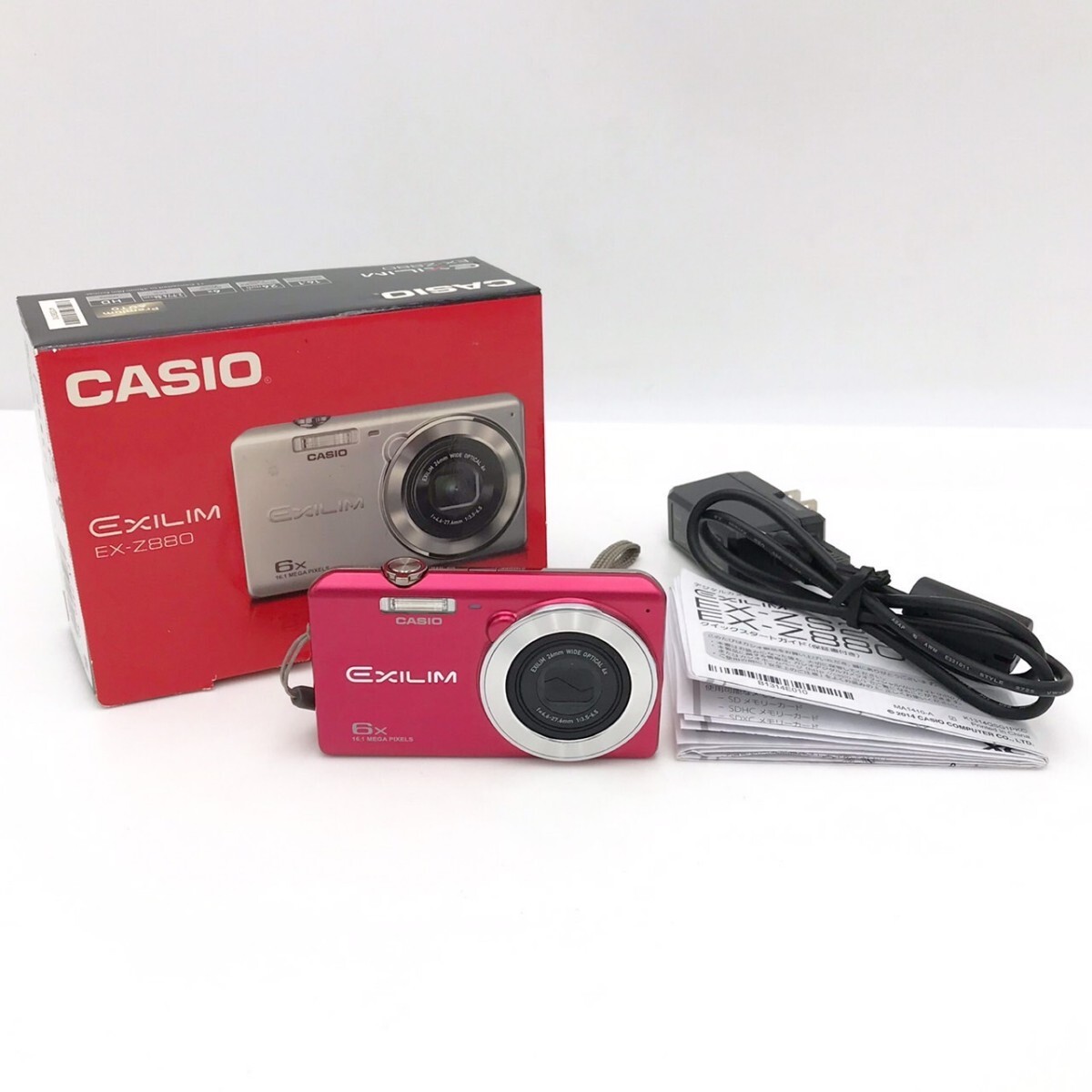 CASIO EXILIM EX-Z880 カシオ デジカメ デジタルカメラ ワインレッド 赤系 ピンク系 6X 16.1MEGA Pixel 動作確認済 箱有【NF5854】の画像1