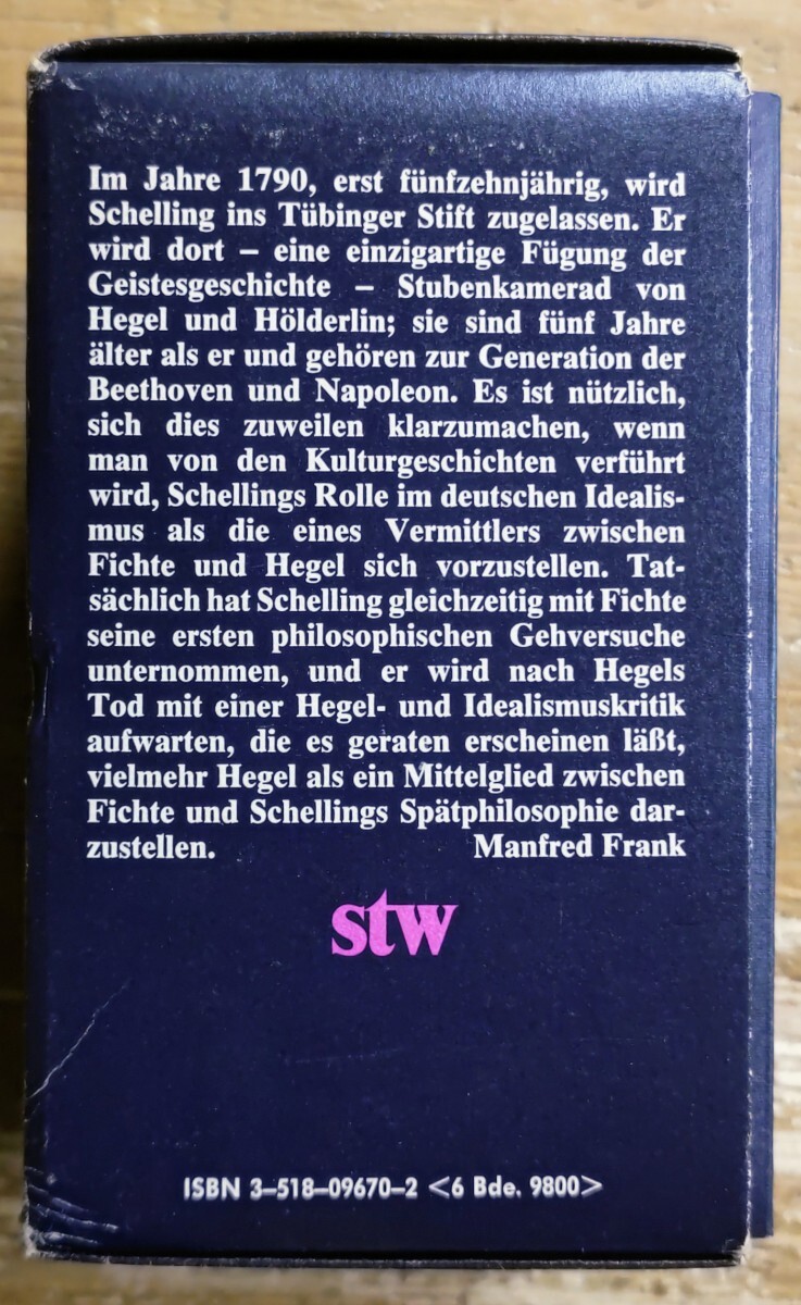 r0413-13.FW.J. Schelling Ausgewhlte Schriften 全6巻揃/ドイツ語/フリードリヒ・シェリング/ドイツ観念論/哲学/思想/Philosophy/の画像2