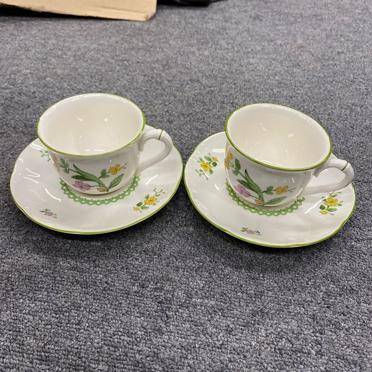 04349 Noritake CRAFTONE ノリタケ クラフトーン カップ ソーサー ティーカップ 洋食器 コーヒーカップ 花柄 2客セット食器 現状品　