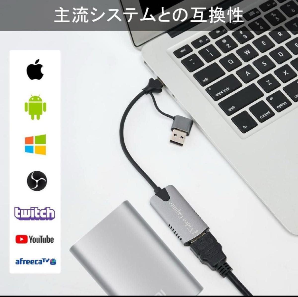 キャプチャーボード ゲームキャプチャー  小型軽量　USB type-c  HDMI  