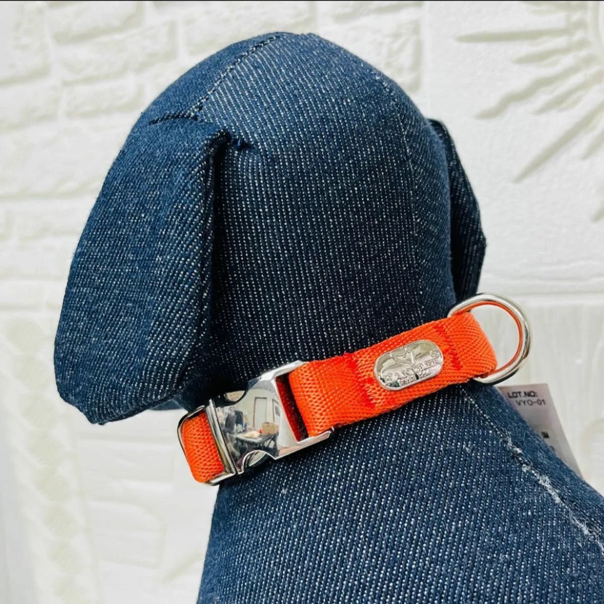 ラスト1点 新品 HANDLER クッション首輪 10kg迄 メタルバックル オレンジ（橙色） Sサイズ 小型犬用 アースペット