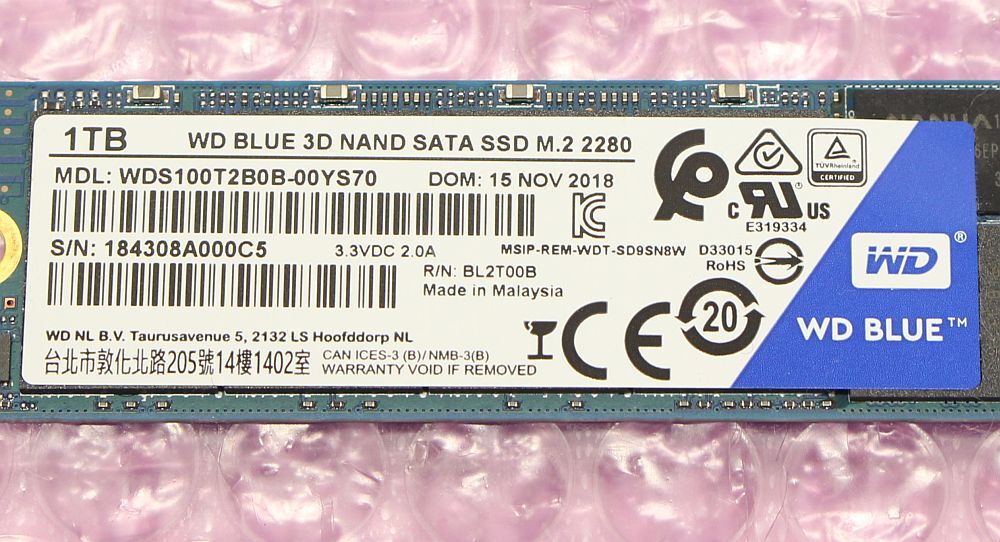 Western Digital WD Blue 3D NAND SSD M.2 2280 1TB SATA 6Gb/sの画像2