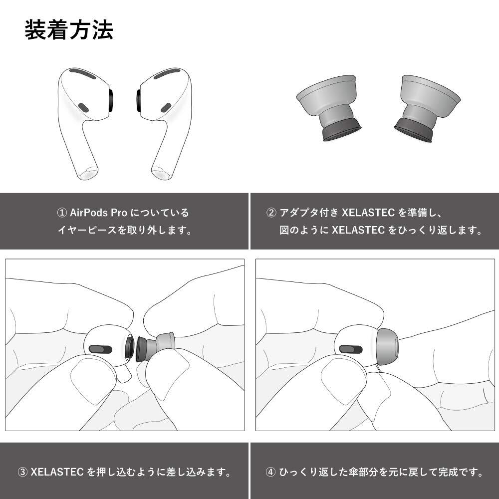 AZLA SednaEarfit XELASTEC for AirPods Pro イヤーピース SS/S/MSサイズ各1ペア スモーキーアビス_画像6