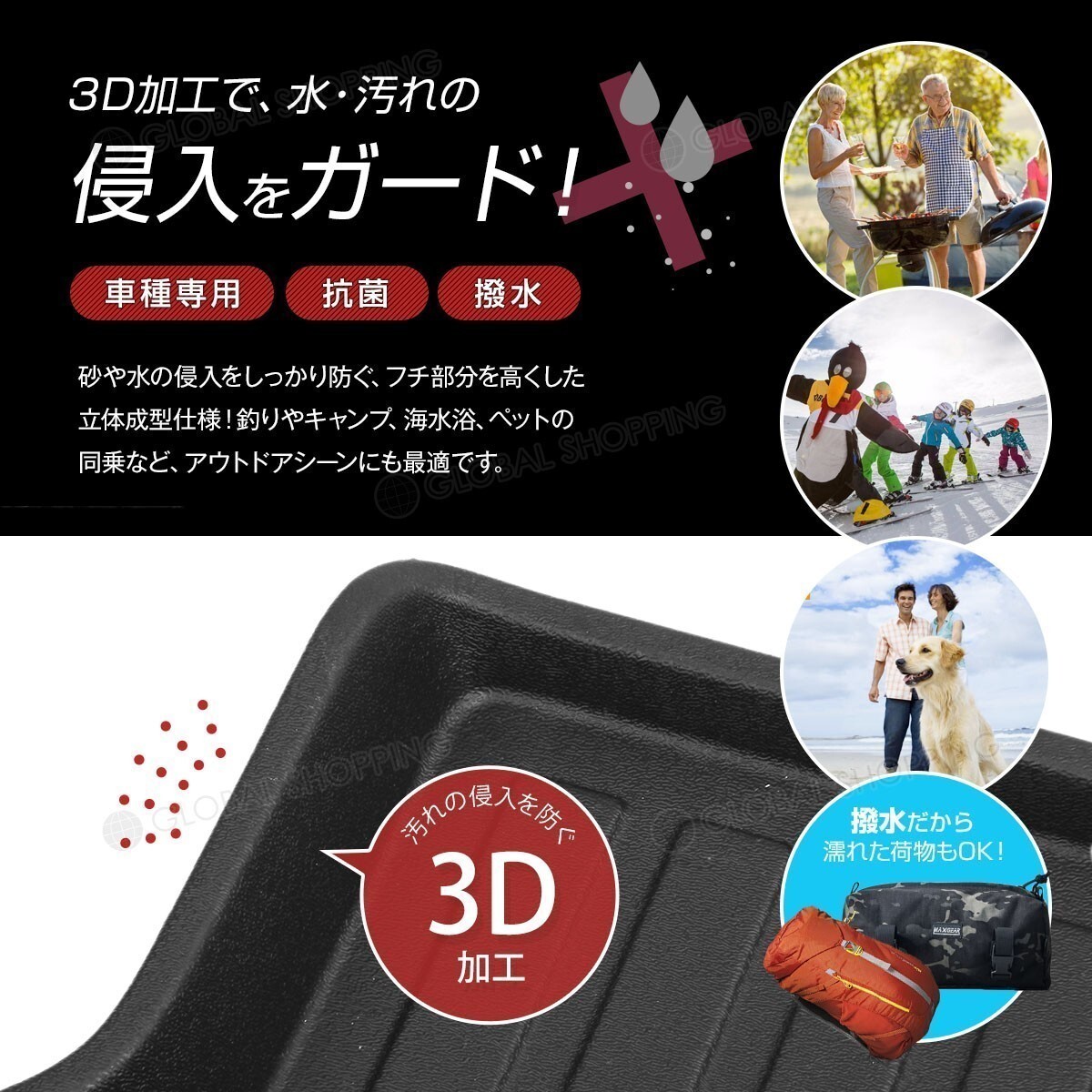 フィット/ハイブリッド GK3 GK4 GK5 GK6 GP5 GP6 専用 3Dマット 3D立体マット 3D フロアマット 防水マット ラバーマット 防水 １台分の画像2