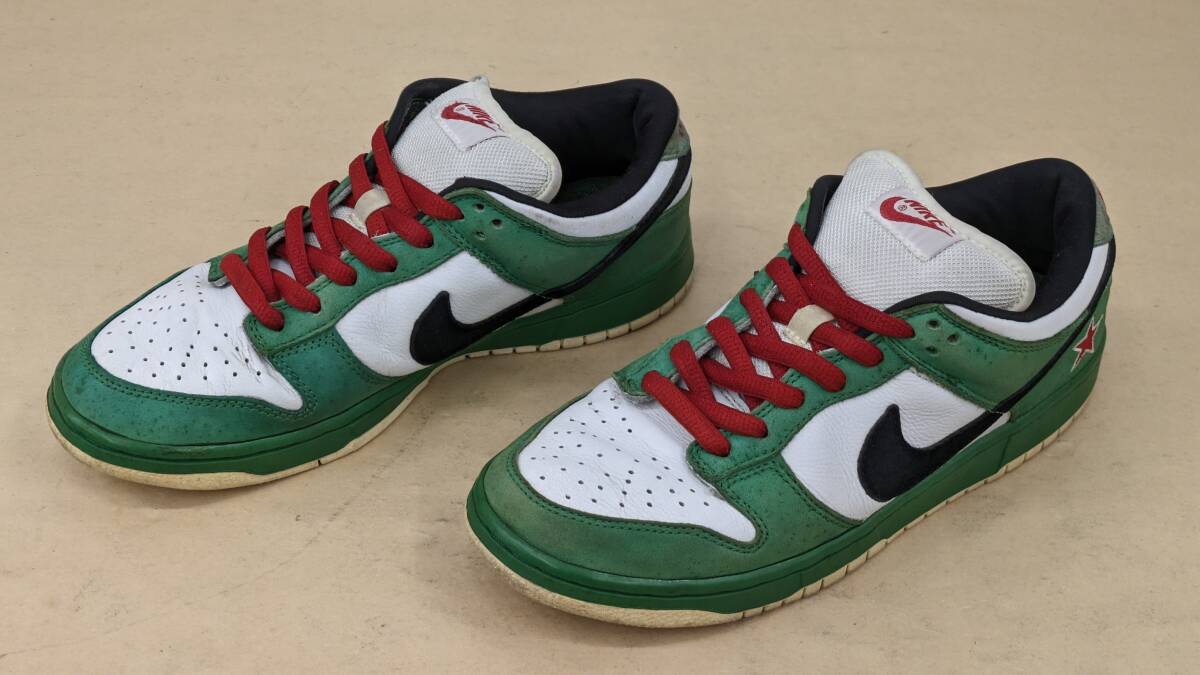 ◎D954/ジャンク!! NIKE SB DUNK LOW “Heineken” 27cm/2003年モデル/304292-302/劣化、汚れあり、箱無しはだか品_画像1