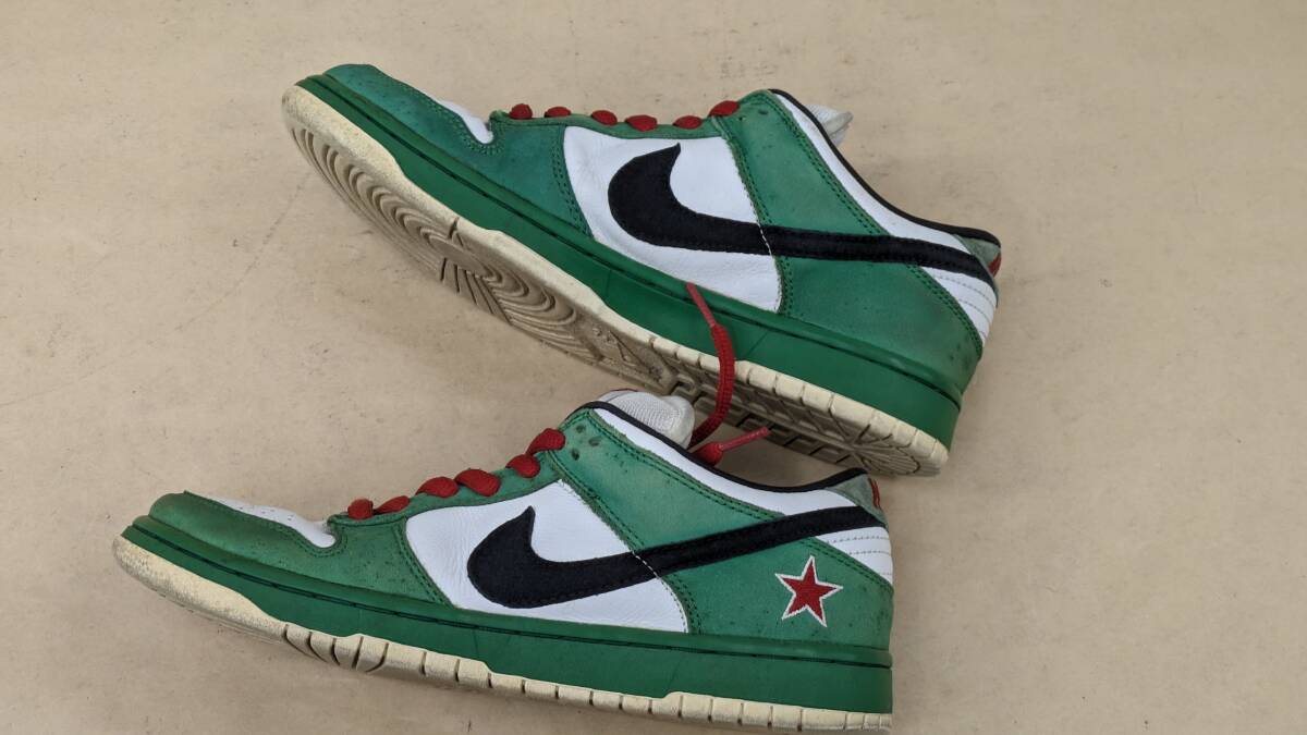 ◎D954/ジャンク!! NIKE SB DUNK LOW “Heineken” 27cm/2003年モデル/304292-302/劣化、汚れあり、箱無しはだか品の画像5