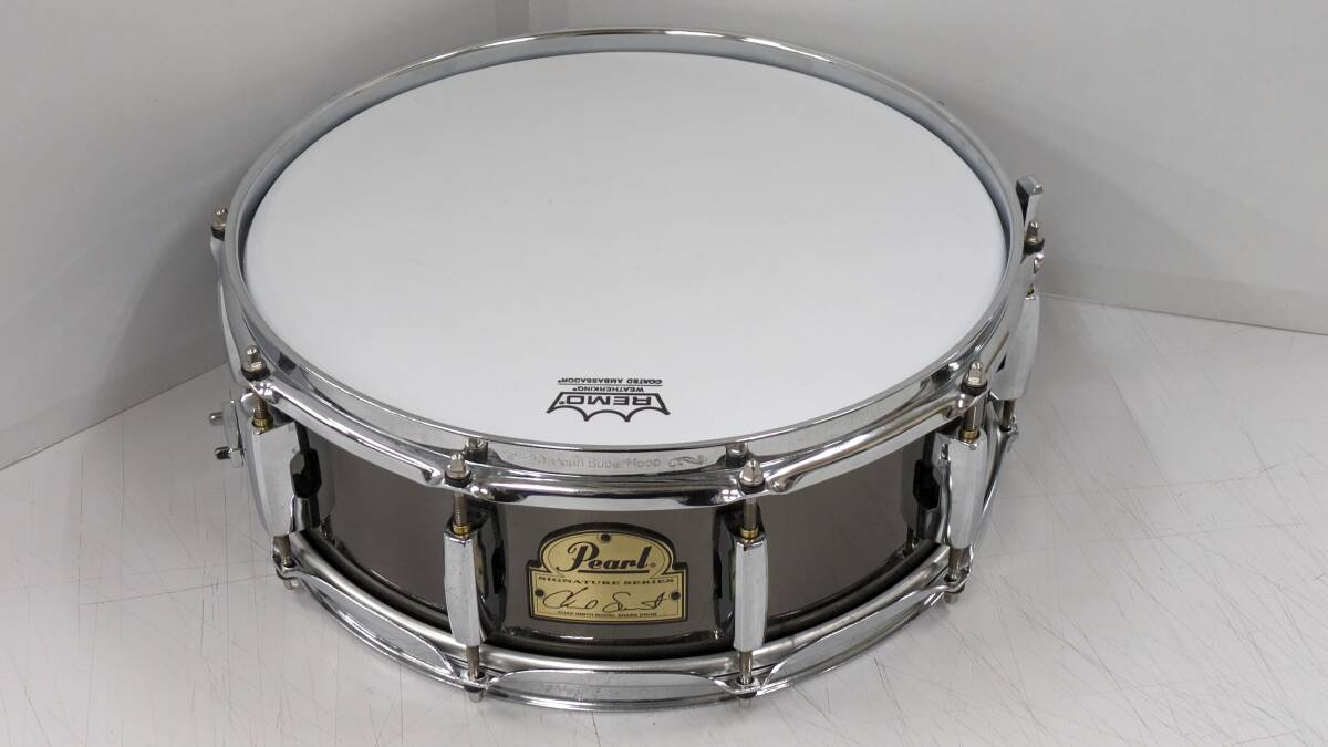 ◎D001/未チェック処分品!! スネアドラム Pearl SIGNATURE SERIES CHAD SMITH モデル /使用感、擦れ、キズありの画像2