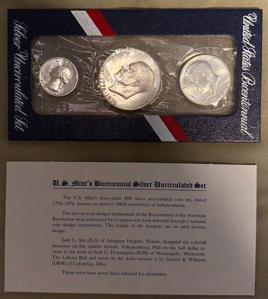 アメリカ建国200年記念銀貨コインセット　1ドル,50セント,25セント_画像1