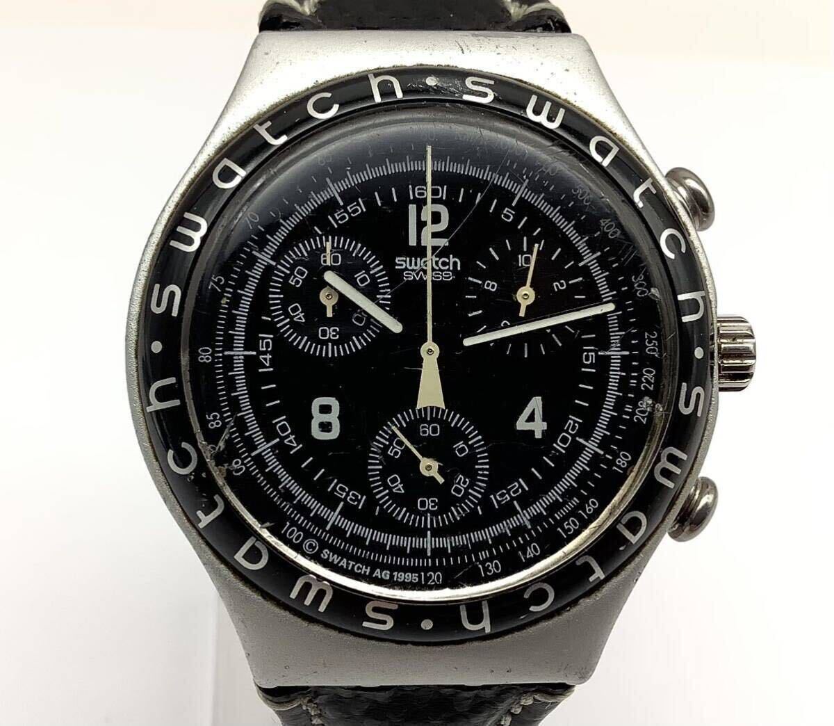 62 defect have Swatch Swatch summarize 2 point IRONY Irony quartz chronograph white face black face men's wristwatch 