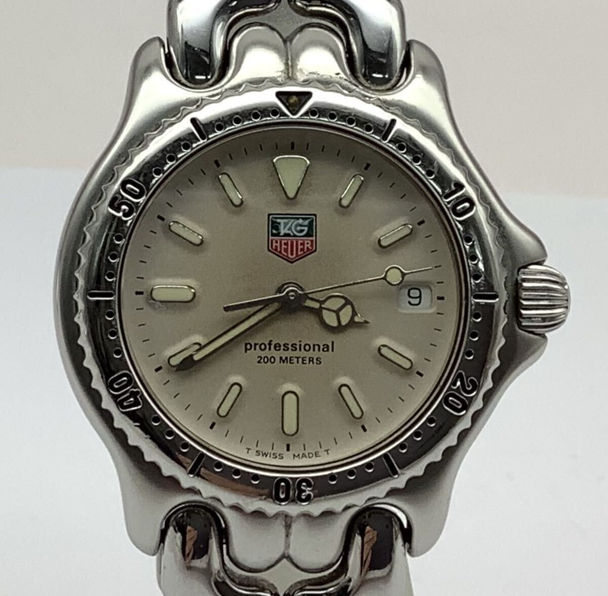 37 稼働品 TAG HEUER タグホイヤー S99.013M/E プロフェッショナル 200 METERS セル ベージュ文字盤 クォーツ メンズ腕時計 の画像1