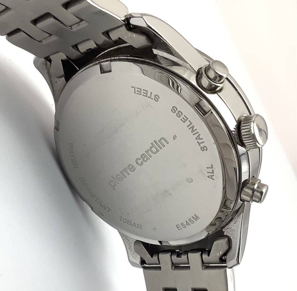 49 稼働品 Pierre Cardin ピエール カルダン E545M クォーツ 黒文字盤 メンズ腕時計 _画像6