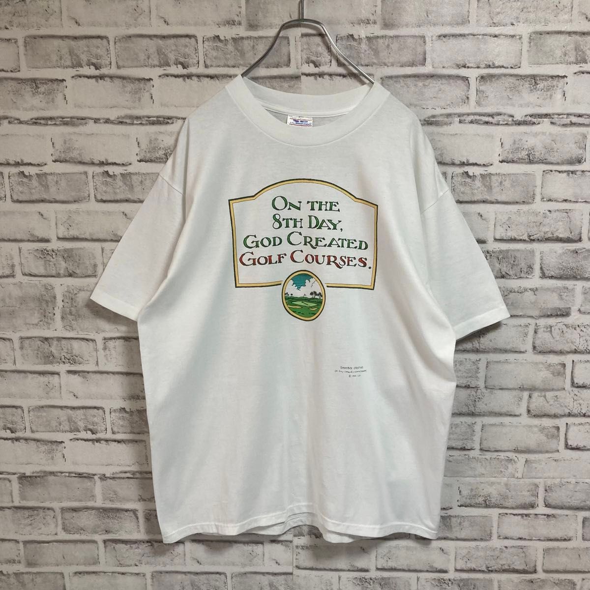 激レア企業モノTee★ 90s USA製 企業モノ ゴルフ場  シングルステッチ アート系 Tシャツ vintage USA 古着