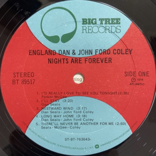 ENGLAND DAN & JOHN FORD COLEY NIGHTS ARE FOREVER LP_画像4