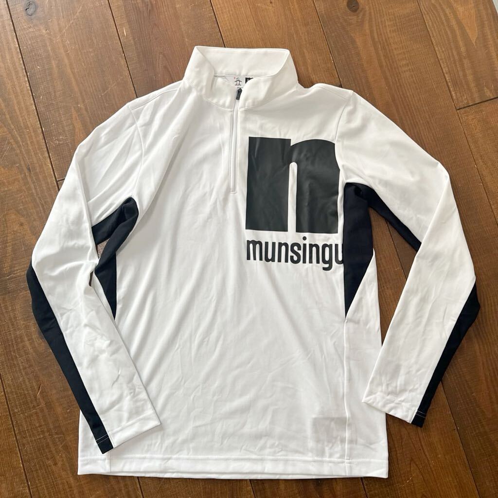  прекрасный товар Munsingwear одежда половина Zip рубашка с длинным рукавом M размер рубашка-поло бесплатная доставка 