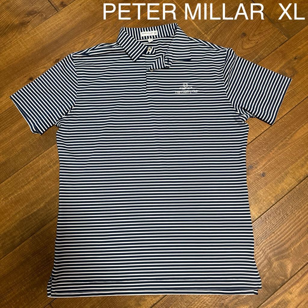美品 ピーターミラー ポロシャツ XL ボーダー ネイビー  タイカントリークラブ 送料無料 PETER MILLARの画像1