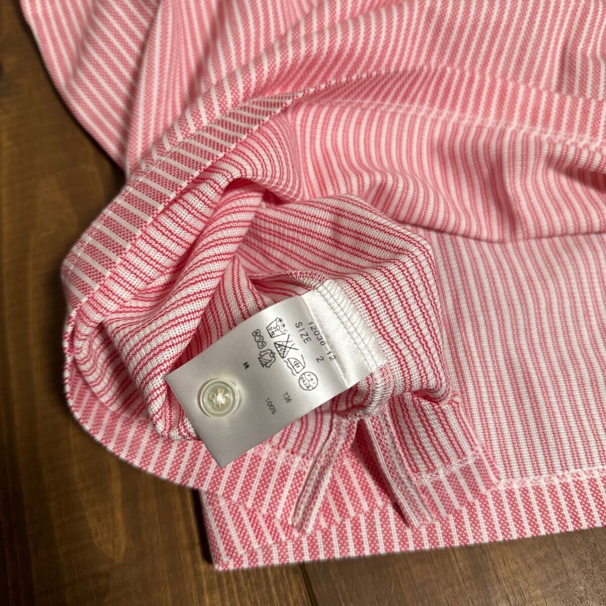 未使用 ZOY ゾーイ ポロシャツ 2 ピンク ストライプ 送料無料 の画像4