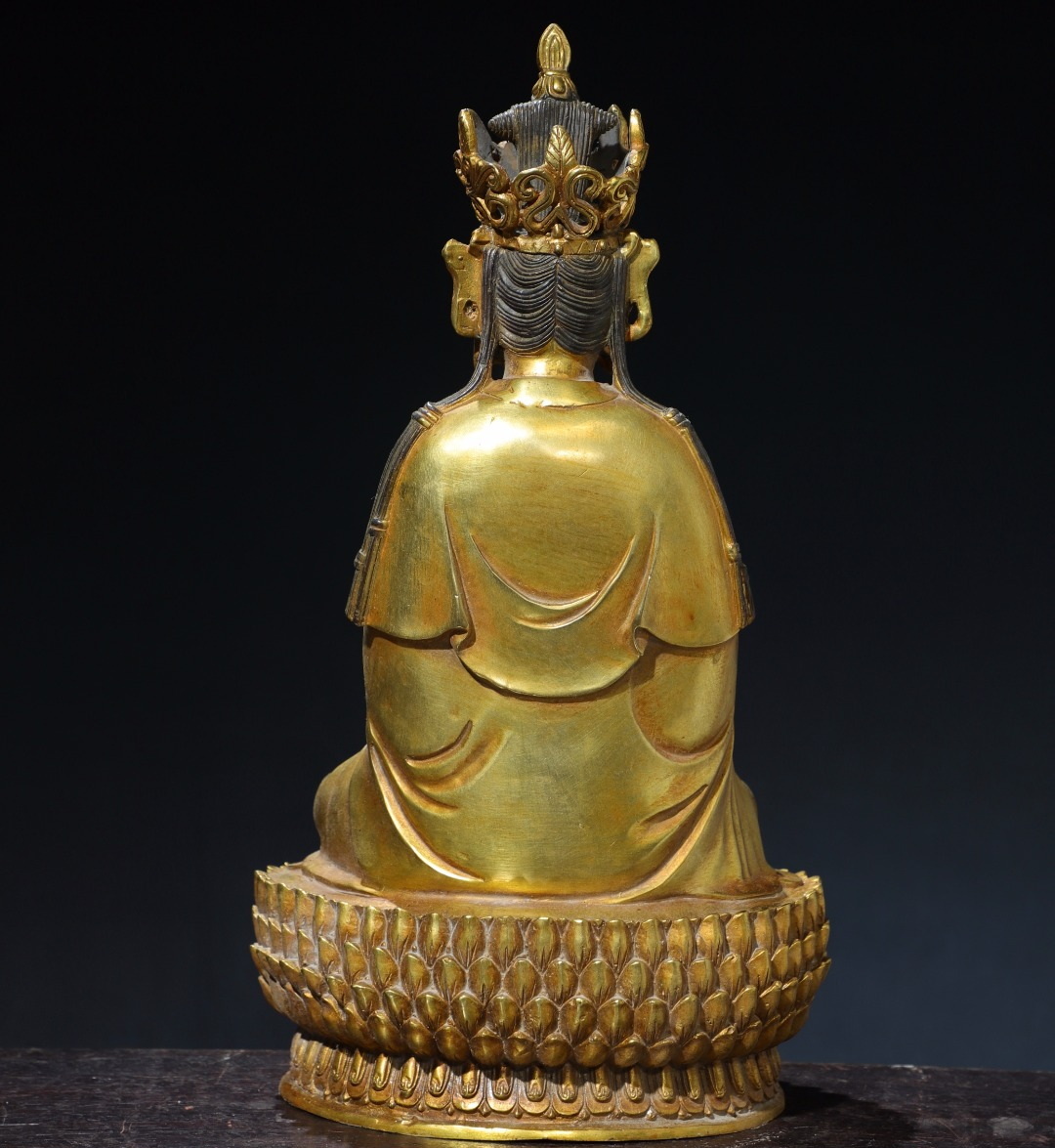 珍品旧蔵* 清時代 宗教仏像 銅塗金 【宗喀巴】 古置物 賞物 極細 珍品旧蔵* 清時代 宗教仏像 銅塗金 【宗喀巴】 古置物 賞物 極細