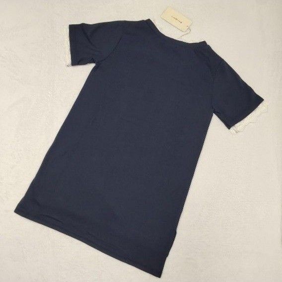 新品 ベルメゾン パペルラピス 半袖ロング ティシャツ Tシャツ 子供 キッズ レース 145~155cm