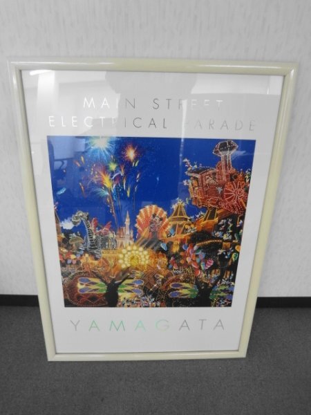 AN24-222 YAMAGATA ヒロヤマガタ エレクトリカルパレード アート ポスター 大判ポスター ディズニー ミッキー 額付き 約89cm×63cmの画像1