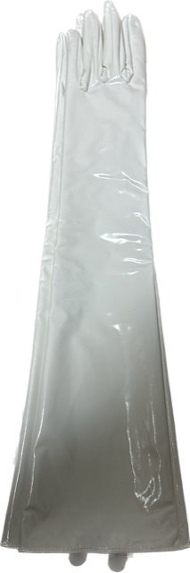 新作スーパーストレッチ白エナメル手袋 貴重１枚皮50ｃｍ エナメルロンググローブ サイズ XXLの画像1