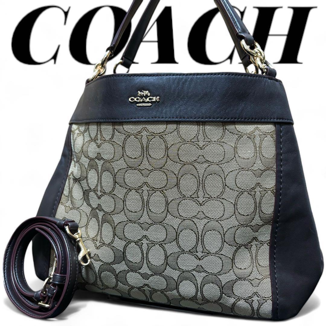 【美品】COACH シグネチャー ベージュ ショルダーバッグ 2way レザー_画像1