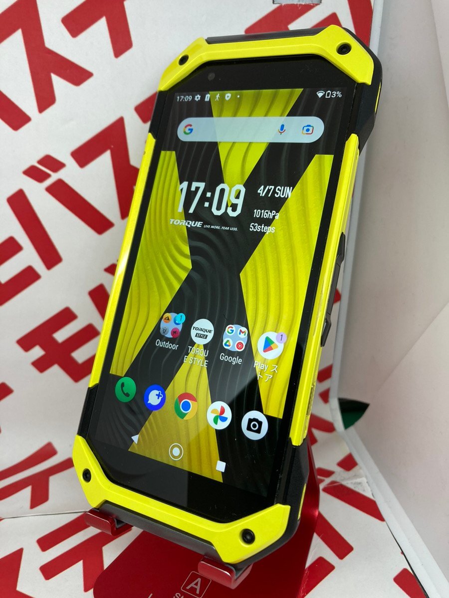 1000円スタート! 【送料無料】SIMフリー TORQUE 5G Coleman LIMITED KYG01 au イエロー SIMロック解除 ○判定 本体 9276の画像1