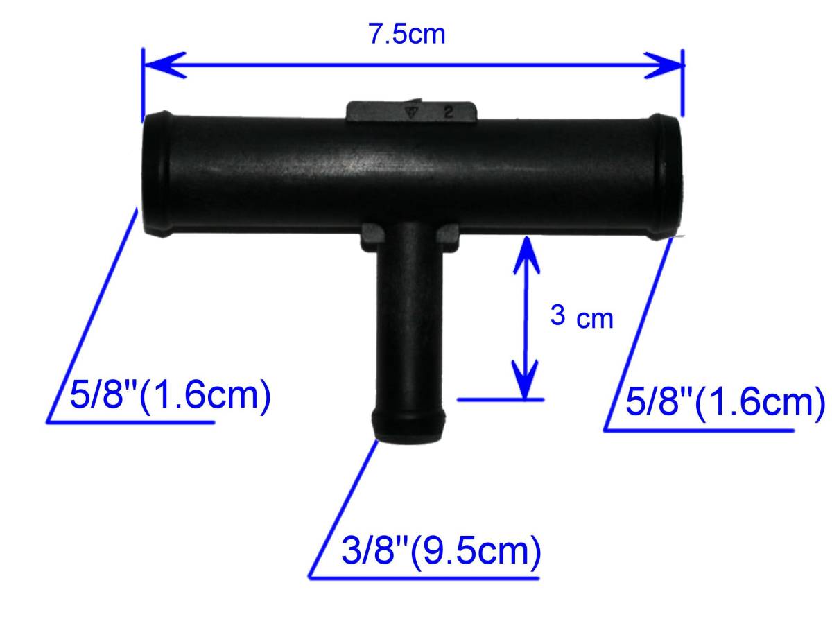 ヒーターホース ジョイント,コネクター,T字,接続,分岐,パイプ,Φ16mm,9.5mm,5/8,3/8/フォード,マスタング,サンダーバード,エクスプローラー_画像2