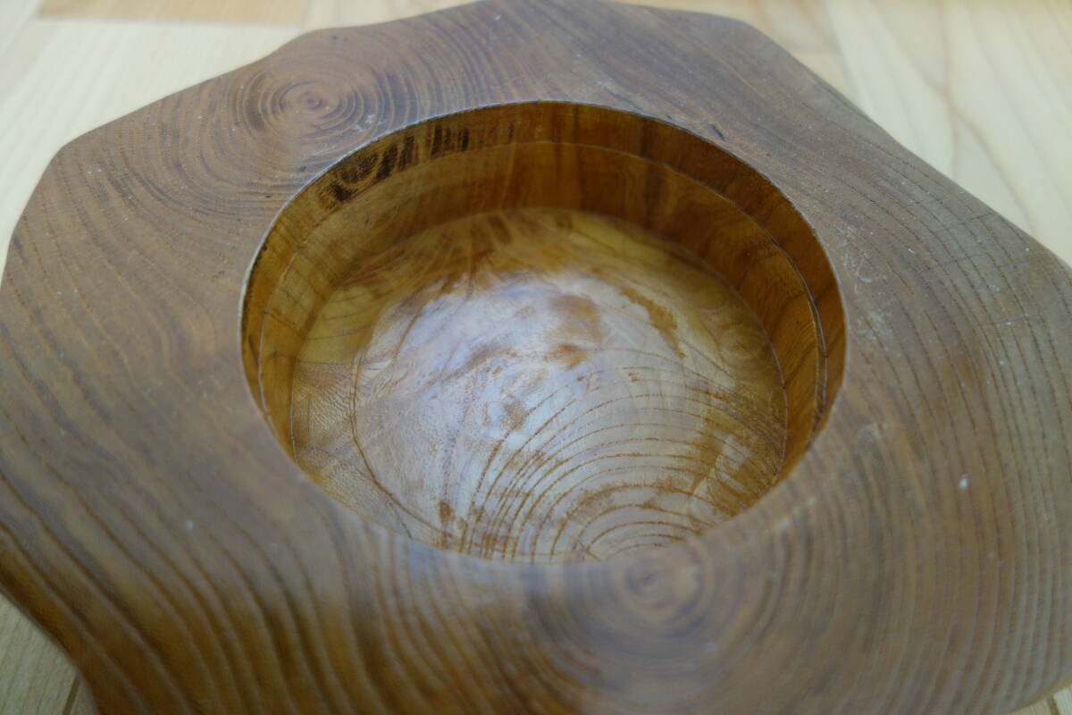 昭和レトロ　木製灰皿　直径20cm、高さ5cm、重さ1405g_画像7