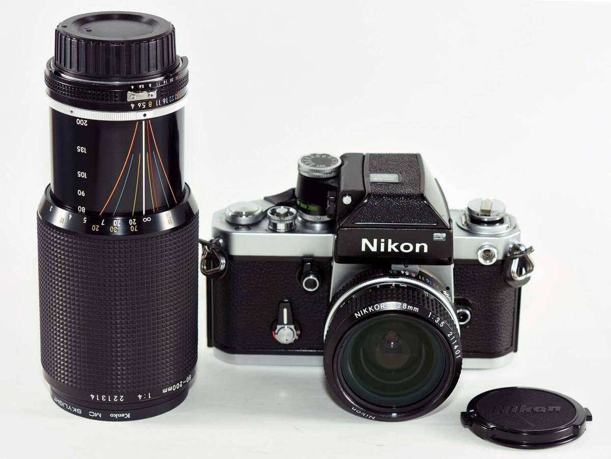 Nikon F2 フォトミック DP-1 Ai-S Zoom NIKKOR 80-200mm f4 Ai改28mm f3.5 最高級一眼レフフィルムカメラの画像1