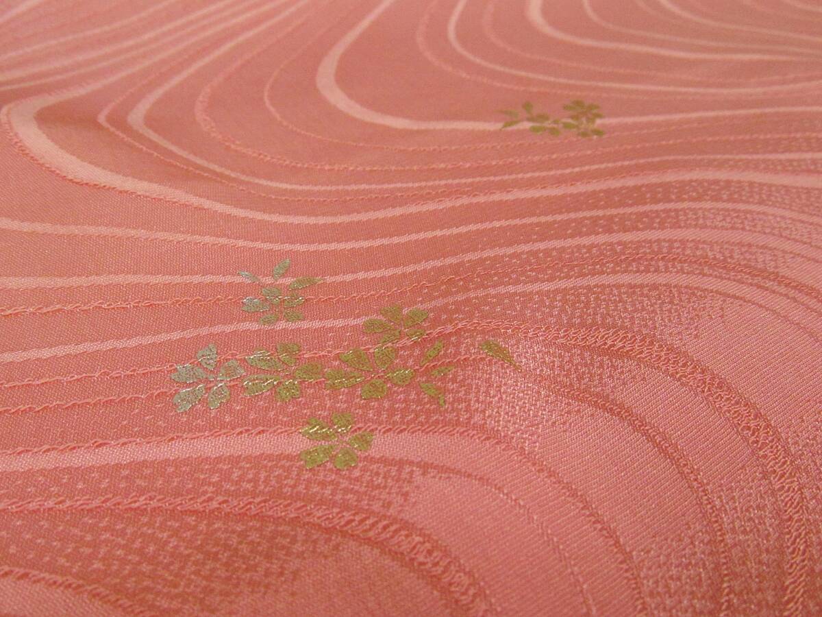 AS198　正絹　帯揚げ　ピンク系グラデーション地　流水地模様桜花柄　未使用_画像4