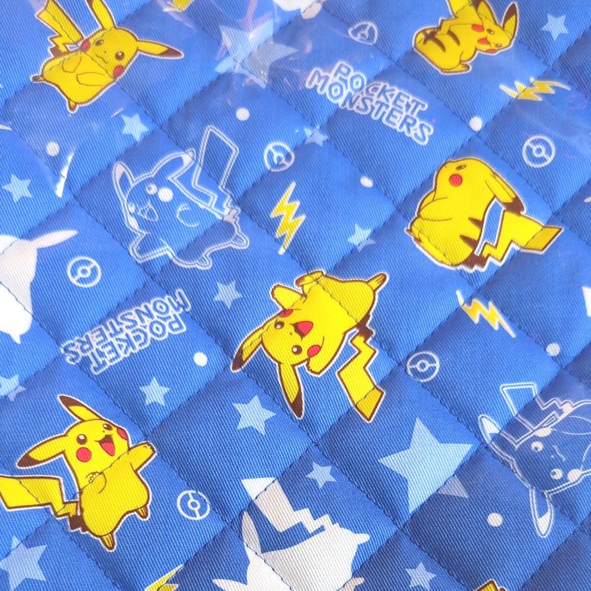 【新品】タグつき　ポケモン　キルトナップサック　手さげカバン　レッスンバック　トートバック　体操袋　サブバック　ブルー　ピカチュウ