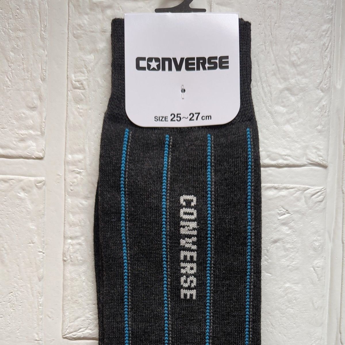 【新品】タグつき　CONVERSE　コンバース　ソックス　2足　メンズ　サイズ25 26 27cm　グレー　ライトグレー　ロゴ入り