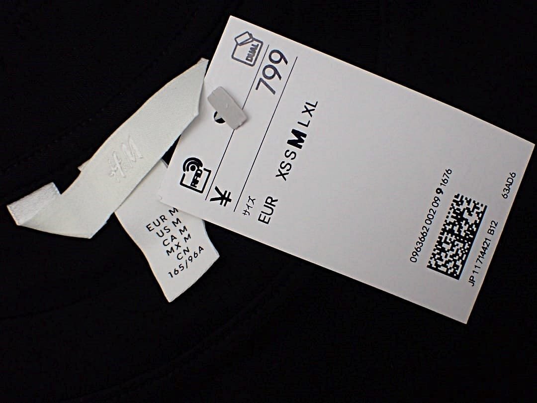 H&M 半袖 Tシャツ コットン レディースM（EUR） ブラック0963662 未使用品 【送料無料】 A-8463の画像4