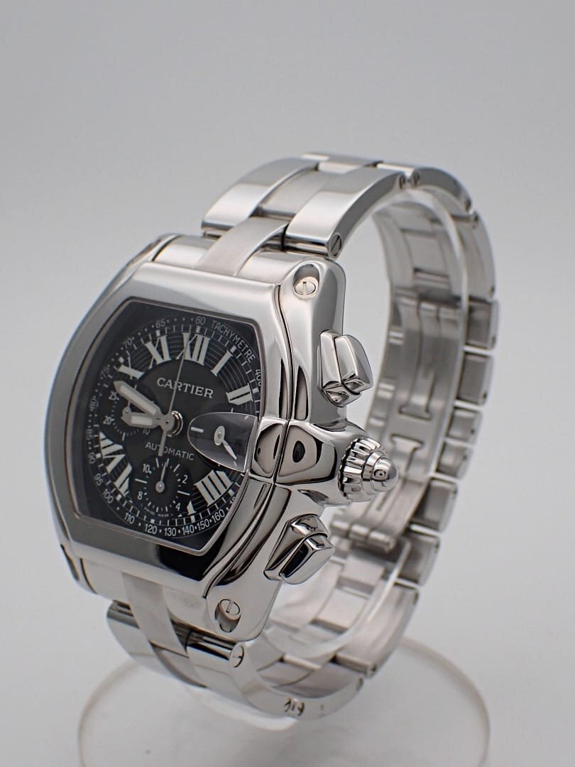 CARTIER Cartier Roadster хронограф мужской XL W62020X6 SS самозаводящиеся часы чёрный бриллиант ru б/у A [ бесплатная доставка ] B-2236