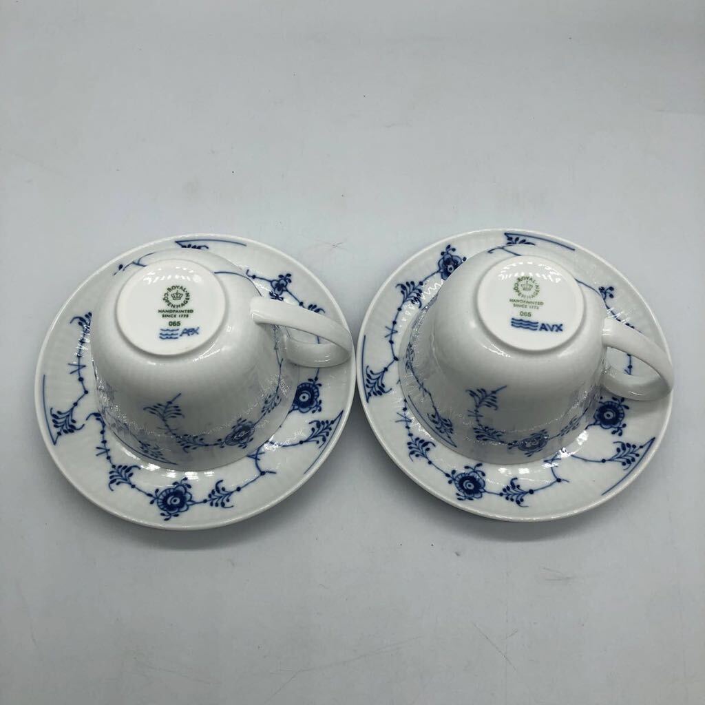 0030425コーヒー カップ&ソーサー ROYAL COPENHAGEN ロイヤルコペンハーゲン ブルーフルーテッド プレイン 2客 箱付 DENMARKの画像5