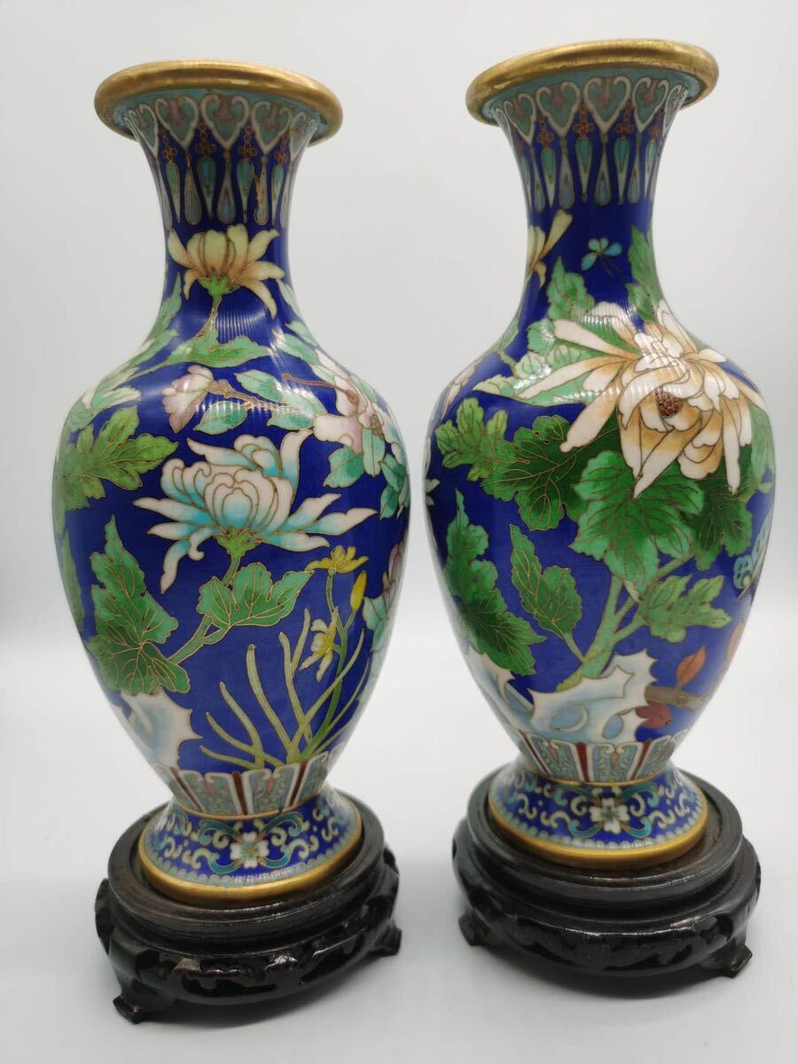 004176中国 花瓶 花器 七宝中国美術 古玩 置物 