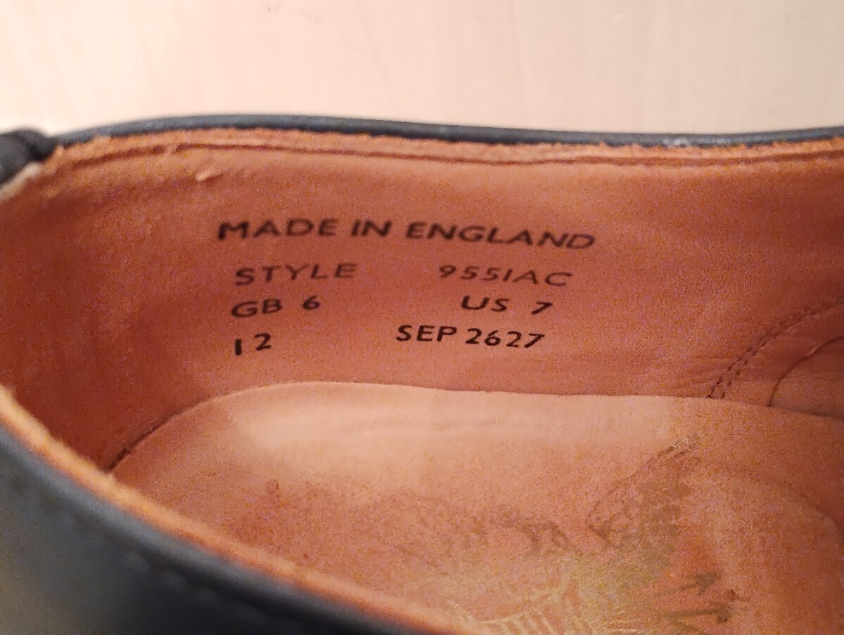 減り少なめ サンダース 外羽根 プレーントゥ 紺 UK 6 24.5 マークマクナイリー 英国製 ビンテージ 官給品 革靴 イギリス軍 ダービーの画像9