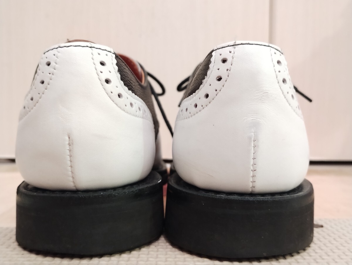減り少なめ サンダース 外羽根 ストレートチップ 黒×白 UK 7 25.5 英国製 ビンテージ 官給品 革靴 イギリス軍 ダービー_画像4