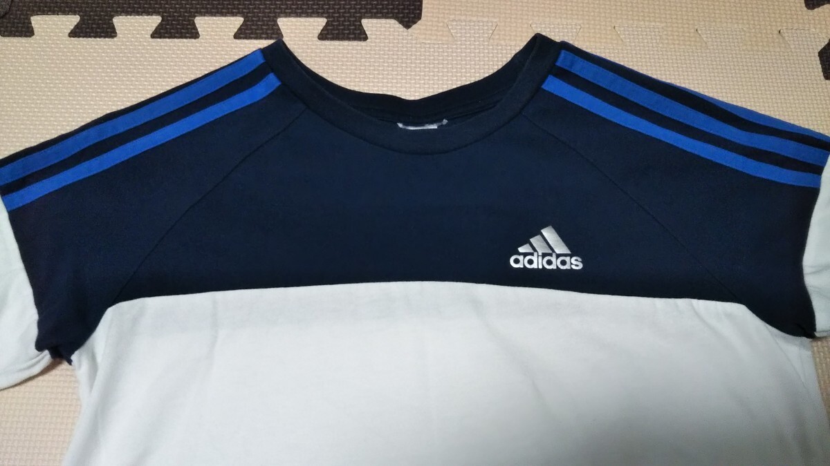 ◆送料無料◆adidas アディダス 半袖Tシャツ 150サイズ 青×白