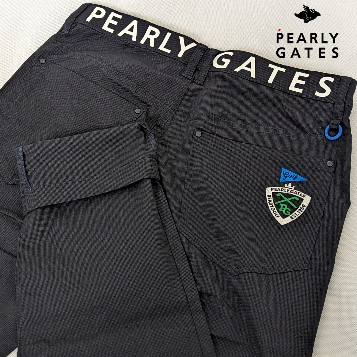 ★新品正規品 PEARLYGATES/パーリーゲイツメンズ5ポケット コットン/ポリエステル ストレッチパンツ 5(L) 春夏のゴルフに大活躍！接触冷感の画像1