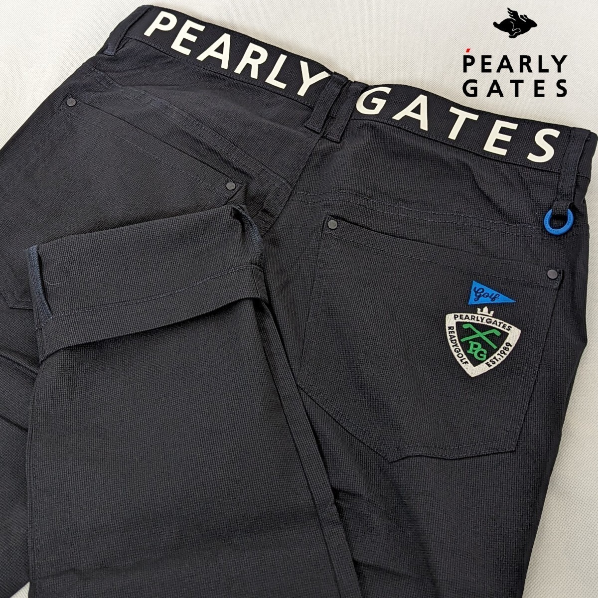 * new goods regular goods PEARLYGATES/ Pearly Gates men's 5 pocket cotton / polyester stretch pants 5(L) spring summer. Golf . large activity! contact cold sensation 