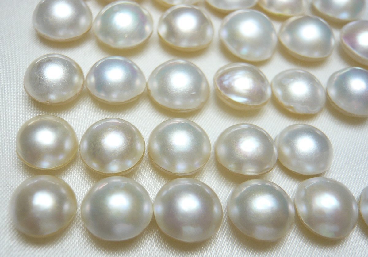  new goods * Oyama pearl *1 jpy ~ the first appearance! beautiful color color!mabe half jpy pearl 8.4-10.9 millimeter! rose loose 41 piece set 